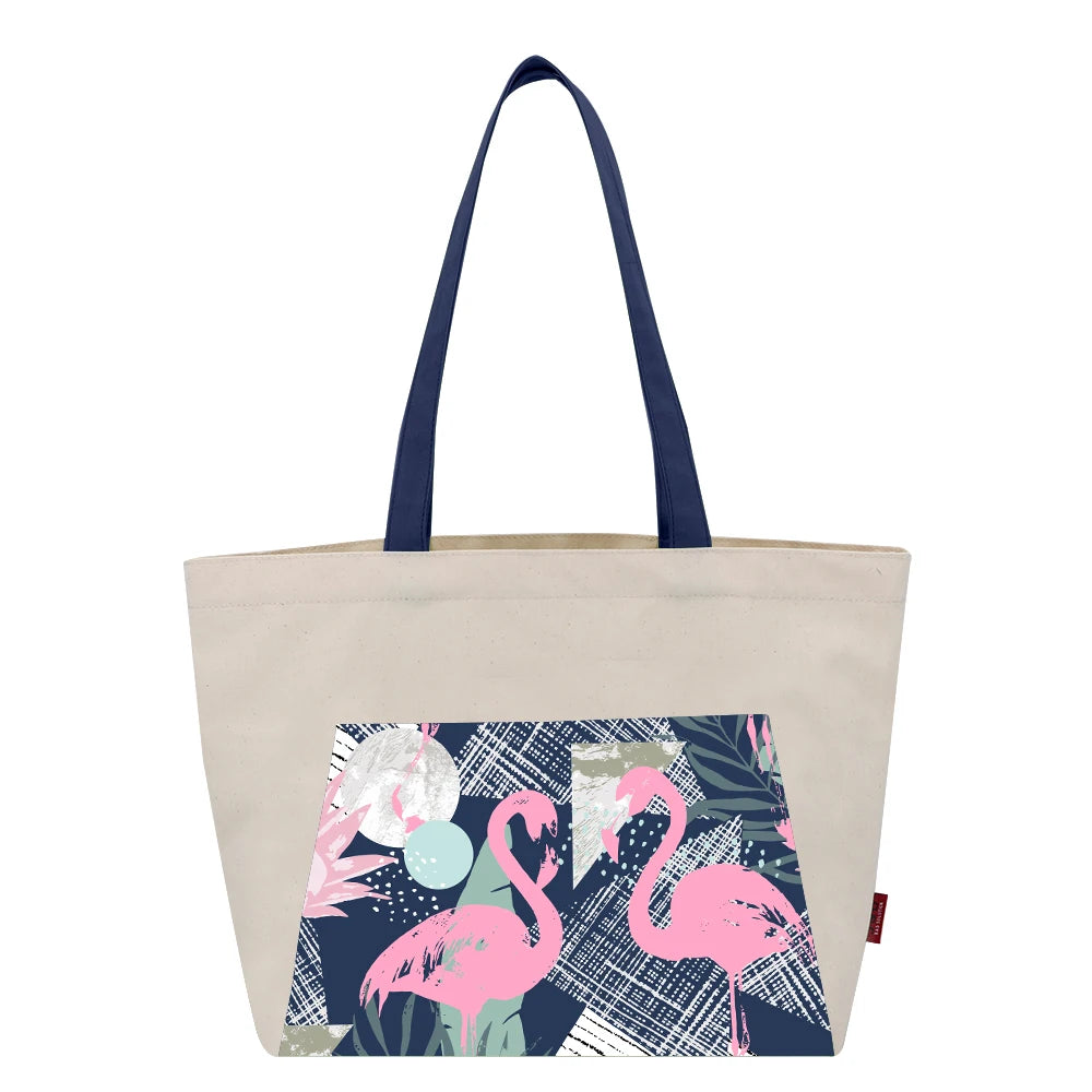 Natural Cotton Canvas Shopping Bag with Front Pocket Factory Custom Printing Tote Shop Promotion Gift Bag OEM