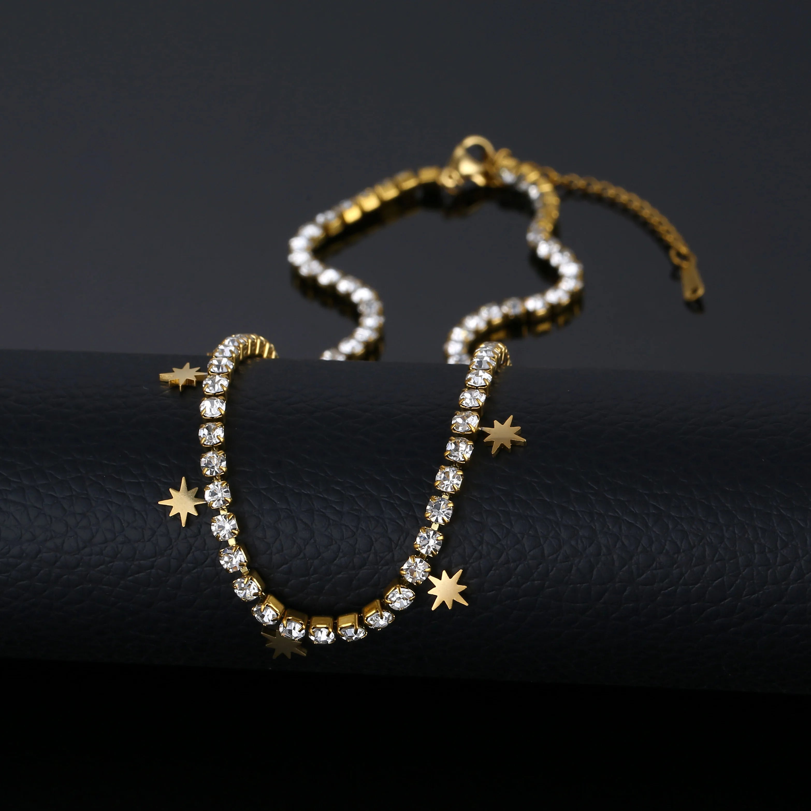 Tennis Chain 18k Gold Plated Cubic Zirconia Necklace Butterfly Pendant Diamond Chain North Star Charm Tennis Necklaces for Women