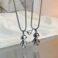 2021 Fashion Men Women Stainless Steel Astronaut Robot Pendant With Magnetic Necklace for Couple Men Women Spaceman Necklace