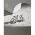 WMEB119 Solid S925 Sterling Silver Teddy Bear Post Earrings Daity Animal Jewelry Kawaii Earrings