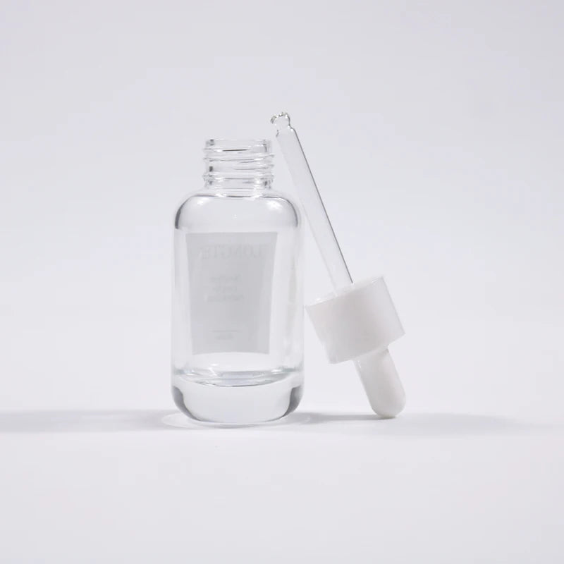 30ml 50ml Frosted Matte Flat Shoulder Glass Cosmetic Bottle Clear Dropper Crown Cap Essential Oil for Skin Care Cream