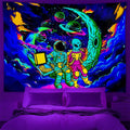 UV Reactive Mushroom Alien Tapestries Glowing Astronaut Art Bedroom Decor Knitted Woven Black Light Night Feature Anime