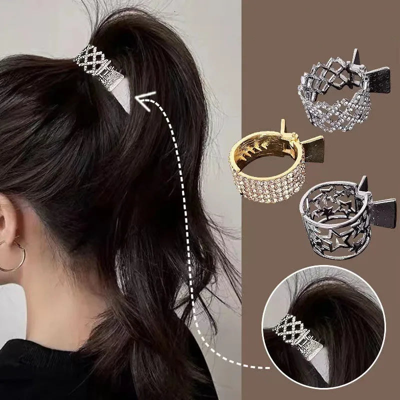 New Arrived Metal Pearl Grip Hollow Rhinestone High Horsetail Clamping Head Fashion Female Small Ponytail Hair Claw Clip