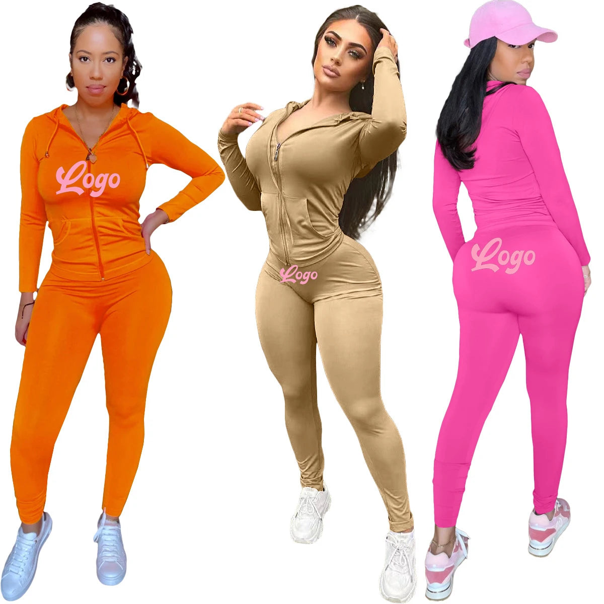 Spring 2025 Tracksuits Sweatsuit 2Pcs Outfits for Women Long Sleeve Solid Color Hoodies Joggers Set Women's Pants Sets