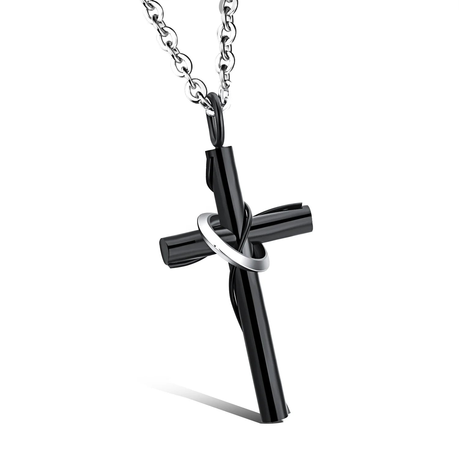 Wholesale Classic Cross Stainless Steel Jewelry Gold Plated Trendy Couple Necklace for Engagement and Party