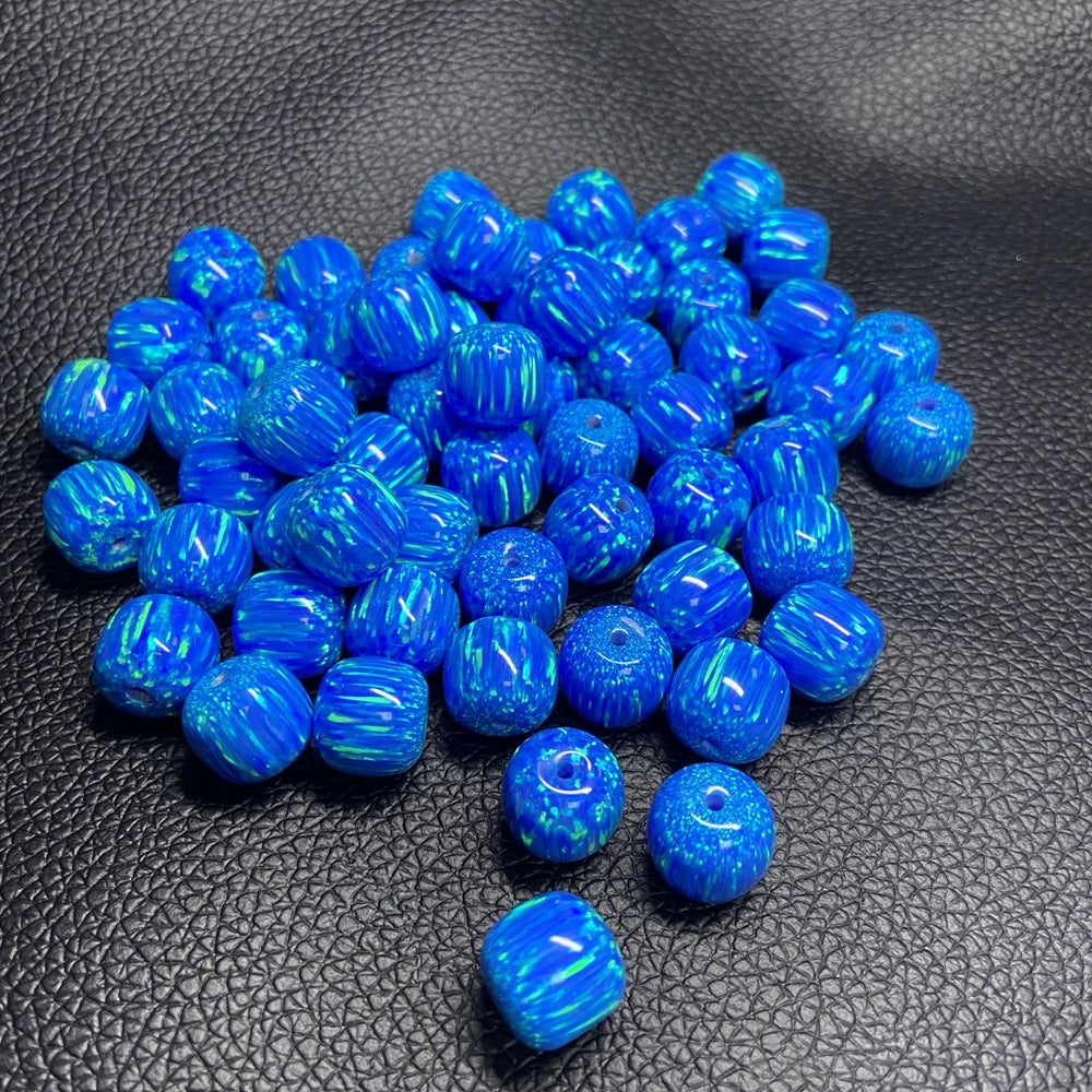 HQ Gems New Shape Cylindrical Opal Stone 9x10mm 11x12mm White Blue Opal Beads