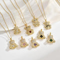 Women's Simple Cute Bear Necklace with 18K Gold-Plated Titanium Steel Collarbone Chain Micro-Studded with Diamond-Proof Zircon