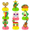 Huancai Mexican Fiesta Honeycomb Centerpiece Mexico Table Toppers Decorations Paper Fan Pattern for Cinco De Mayo Party Supplies