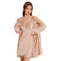 High Quality Satin Pyjamas and Robe Set Loungewear for Women Luxury Night Robe
