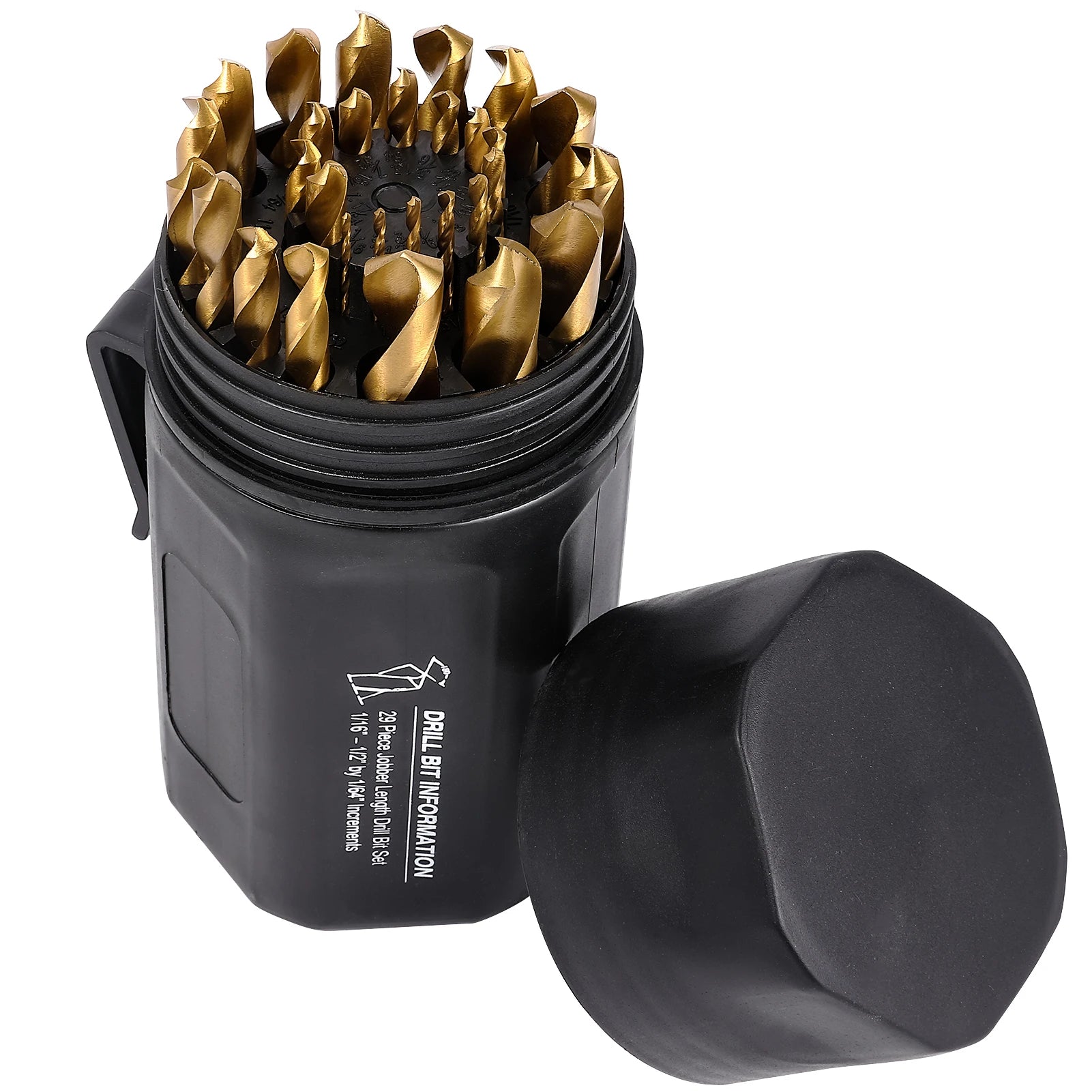 BeHappy Drill Bit Set 29 Pcs 1/16"-1/2" Titanium Twist Drill Bits for Metal and Wood