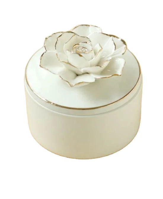 Handmade Modern Small Ceramic Flower Jewelry Box Art Deco Style Porcelain Home Decor Convenient Storage for Gifts for Diwali