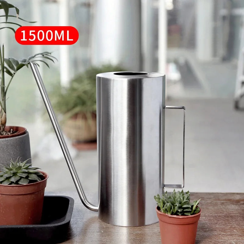 1500ml Long Spout Watering Pot Durable Metal Watering Can Stainless Steel Watering Can for Outdoor and Indoor House Plants