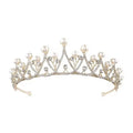 Hot Selling Factory Price Luxury Elegant Diamond Tiara Bridal Hairpiece Pearl Wedding Girl Crown