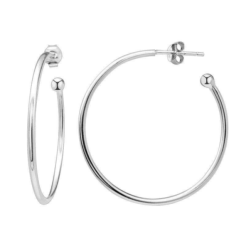 Wholesale Different Size 14 20 25 33 mm Solid 925 Sterling Silver studded Chunky Hoop Earrings with Studs for Men Women