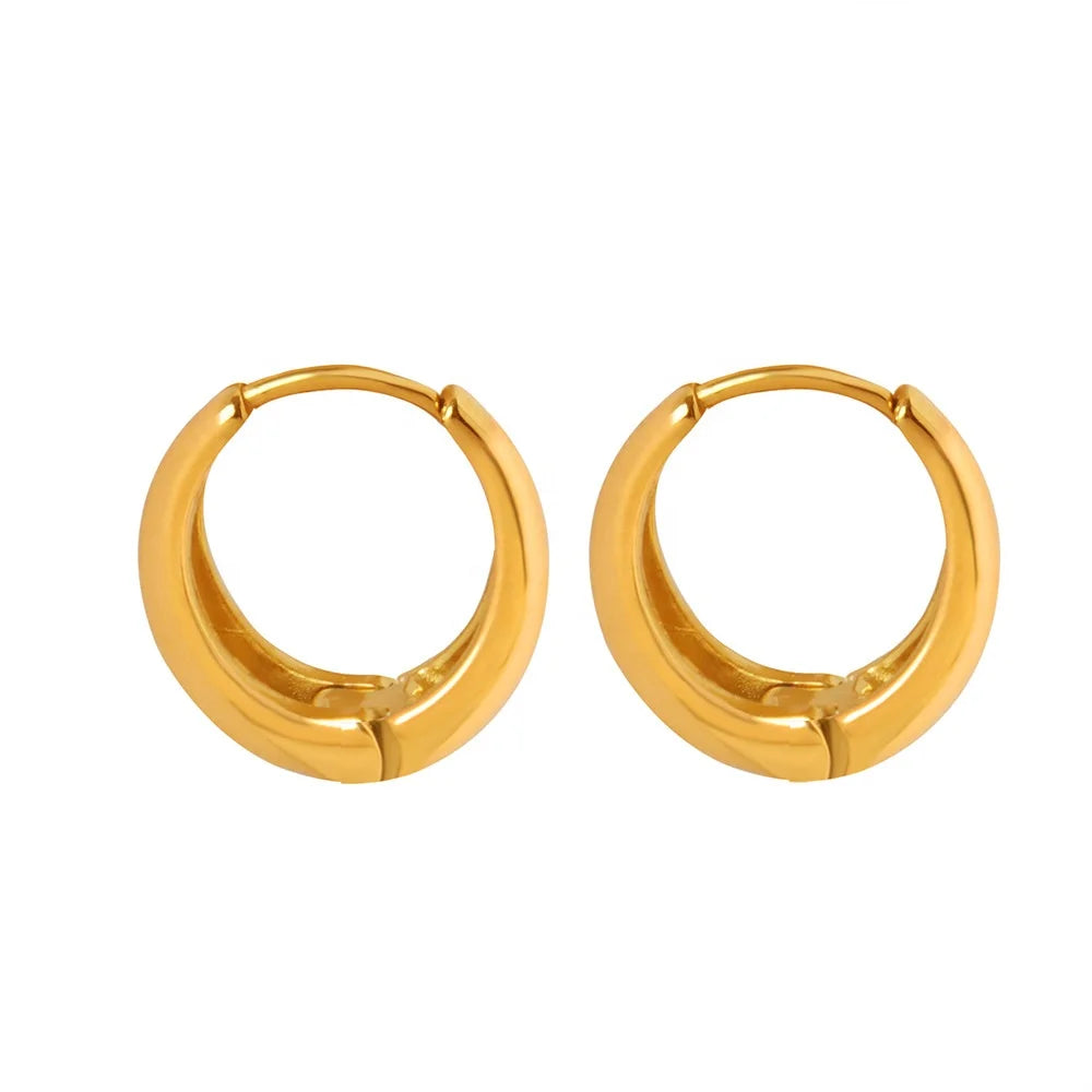 Wholesale Classic Fashion Jewelry Earrings Stainless Steel 18K Gold Plated Hoop Earrings Women