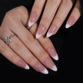 Wholesale Custom Bling Luxury Designer Almond Stiletto Press on Nails With Glitter French Artificial Fingernails