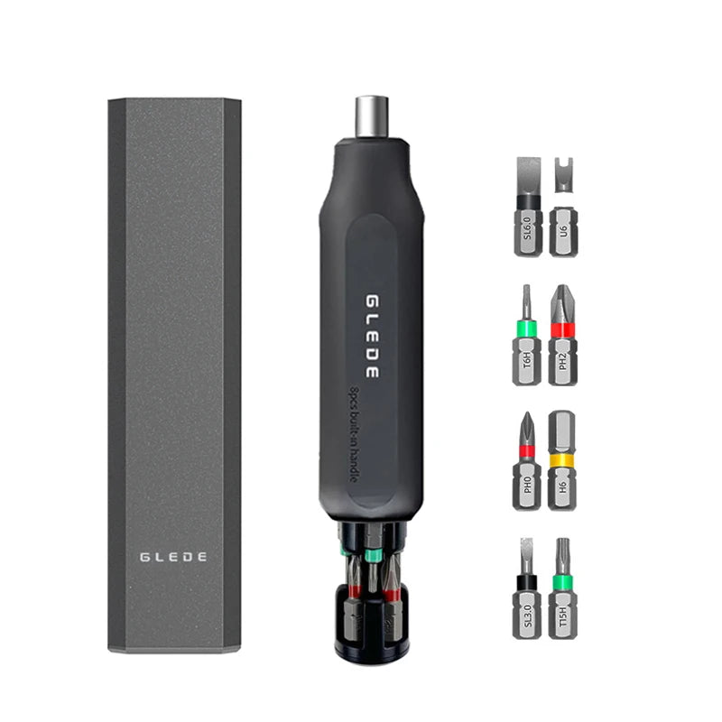 GLEDE 8-in-1 Professional CRV Mini Bits Magnetic Screwdriver Set Plastic Phillips Screw Head DIY Repair Craft Tools Box OEM