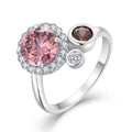 QX Custom OEM Fine Jewelry Wholesale 925 Sterling Silver Pink Cubic Zirconia Wedding Engagement Rings for Women Men
