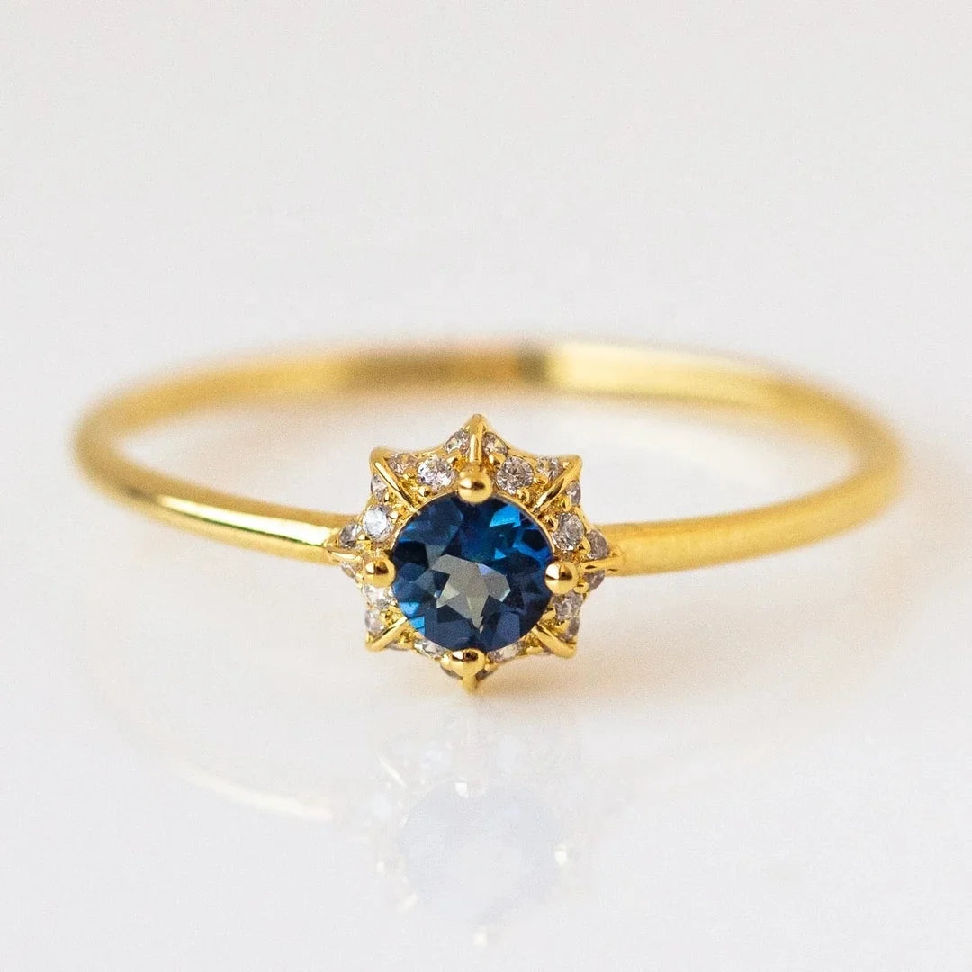 LOZRUNVE Elegant 925 Sterling Silver Gold Wedding Engagement Stacking Ring