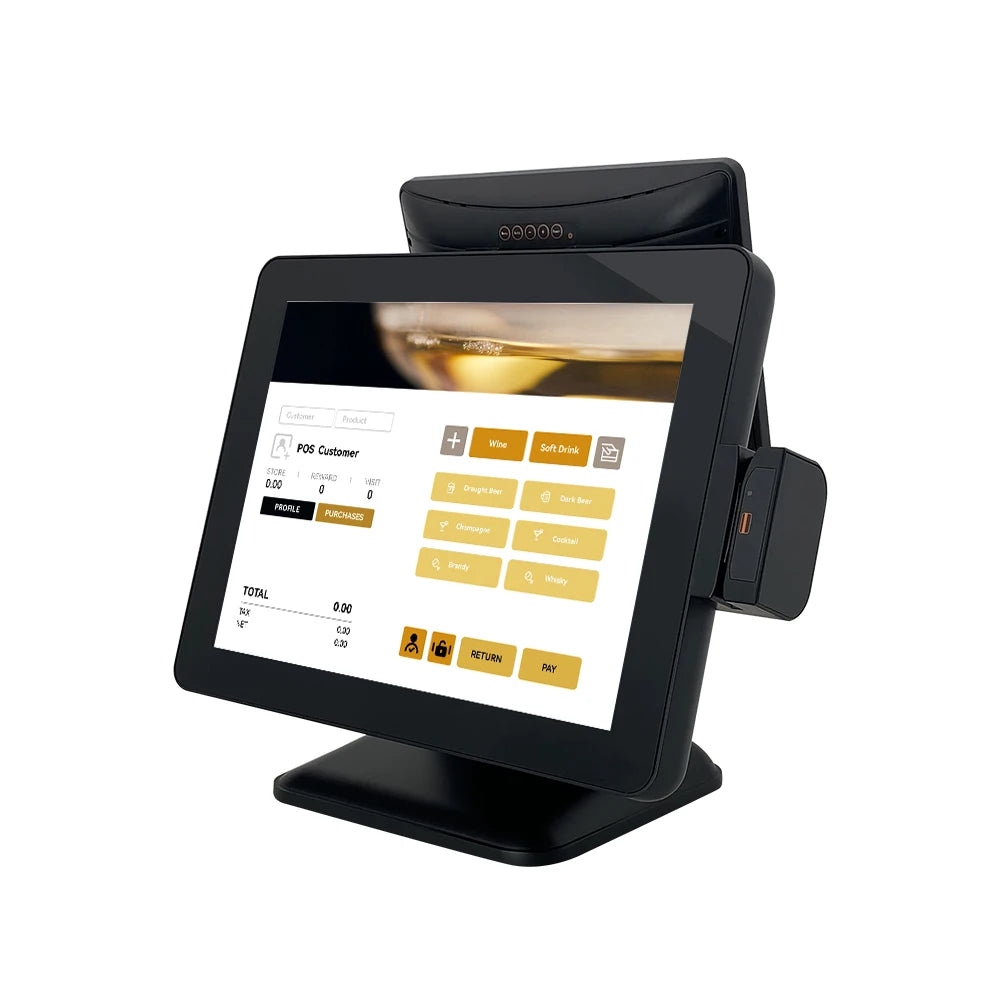 TouchDisplays 15 Inch Touch Portable Self Cashier Sets Pos Vending Terminal All in One Pos for Cafe Shop