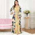 2 Pieces Wholesale Printed Casual Middle East Kaftan Marocain Dubai Arab Clothing Women's Muslim Dress From Morocco