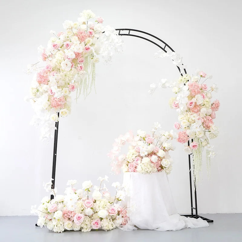 Fresh Pink Floral Arch Set Vivid Garden 2 Window Display Photography Props for Commercial Use for Wedding or Event Decoration