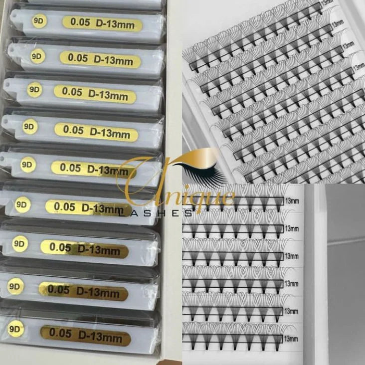 Stock 0.05mm 6D 7D 8D 9D Promade Fans Lashes Extension Short Root D Curl Pre Made Volume Fan Eyelashes