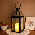 Vintage Black Metal Lantern with Hanging Top Candle Lantern for Parties Wedding Gift Garden Hallway Patio Living Room