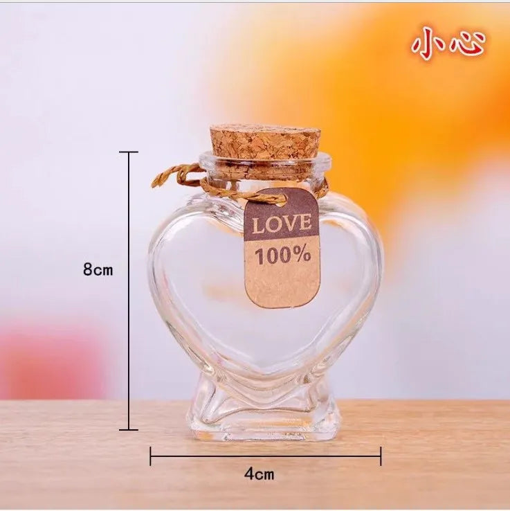 100ml 150ml 200ml Transparent Flower Shape Heart Shape Glass Pudding  Jar with Wooden Cork