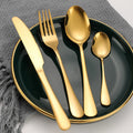 Restaurant Stainless Steel Flatware Luxury Gold Silverware Cubiertos Dorados Metal Golden Spoon and Fork Set Cutlery Set Gold