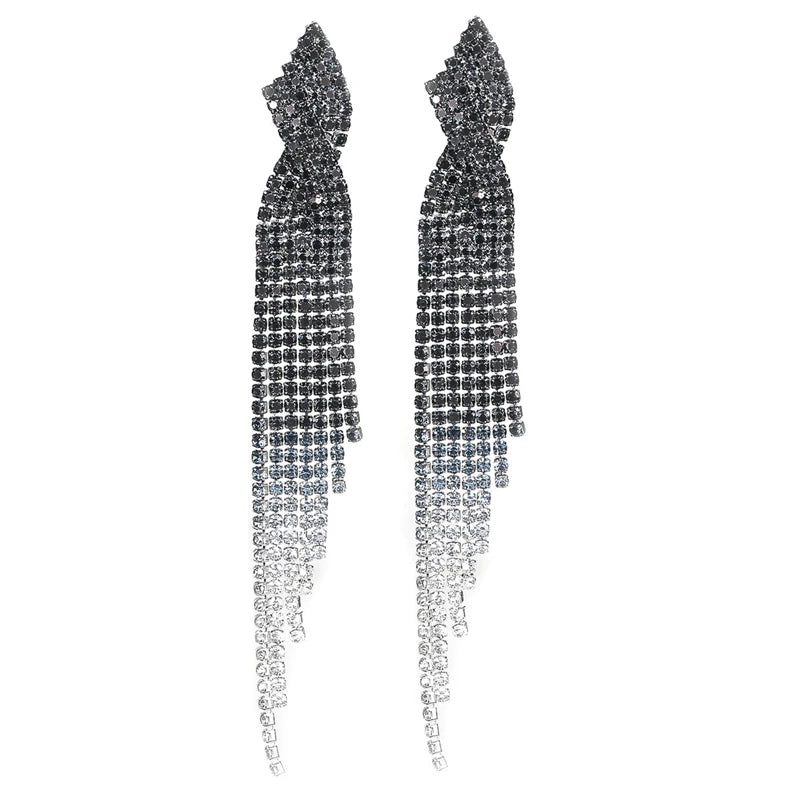 Fashion Rhinestones Tassels Statement Gold Earrings for Women and Girls Fashion Jewelry for Party Daily Life Earrings