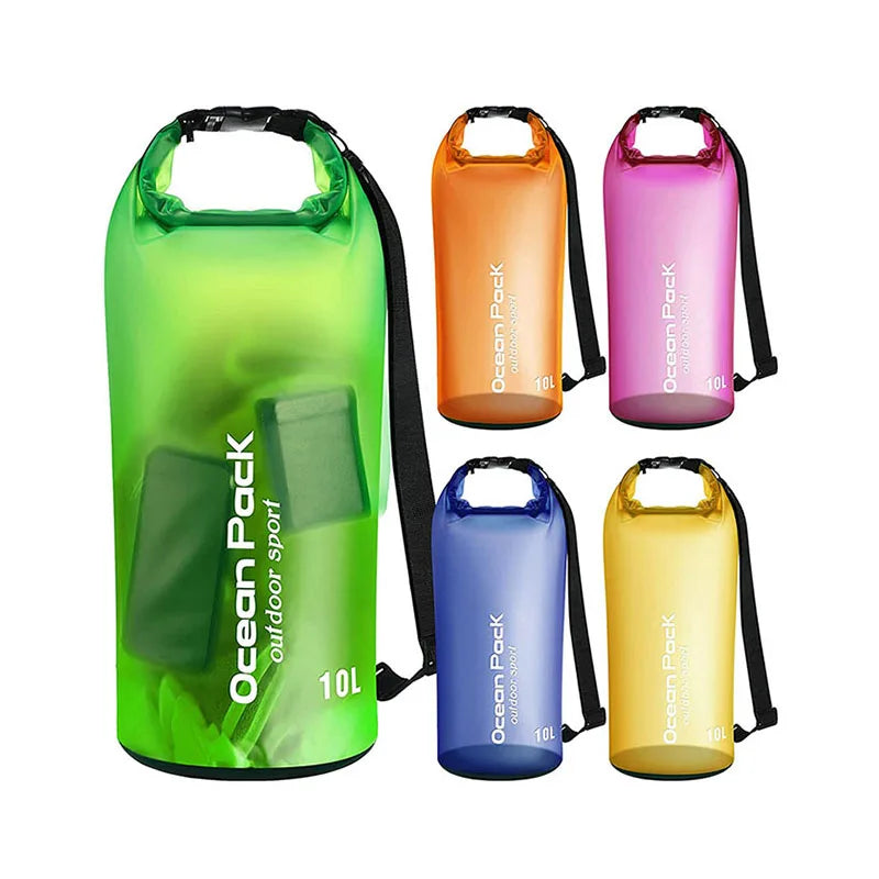 2L 5L 10L 15L 20L Waterproof Dry BagLightweight Roll Top Dry SackFloating Clear Dry Storage Backpack for Swimming Boating