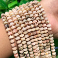 Natural Pink Opal Stone Beads 6*4mm Flat round Rondelle Spacer Gemstone Wheel Beads for Jewelry Making DIY