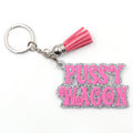 KHS273KH1214 1piece CN Pussy Wagon Trendy Acrylic Glitter UV Printing Customizable Keychain