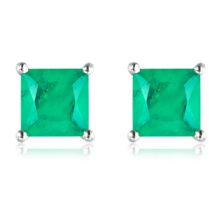 Fine Jewelry Emerald Trendy Small Stud Earrings Exquisite Green Sterling Silver Earrings Fashion Cubic Zirconia Stud Earrings