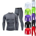 Mens Workout Compression Set Long Sleeve Shirt and Pants Thermal Underwear Athletic Base Layer