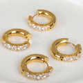High End Fashion Women Trendy Cubic Zirconia Ear Ring Jewelry 18K Gold Plated Stainless Steel Green White Zircon Hoop Earrings