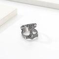 Quake Men's Ring Classic Hip Hop Chunky Gold Plated Triangle Knot Stainless Steel Viking Script Engraved Vintage Northern Europe