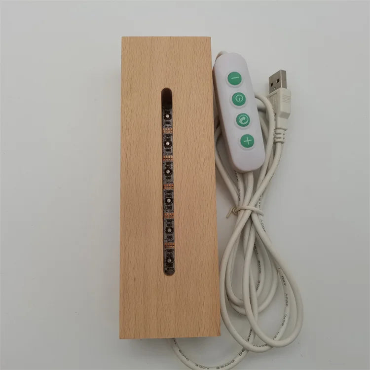 Modern LED Illusion Night Light Wood Lamp Base USB Home Decorative for Living Room for Residential Use
