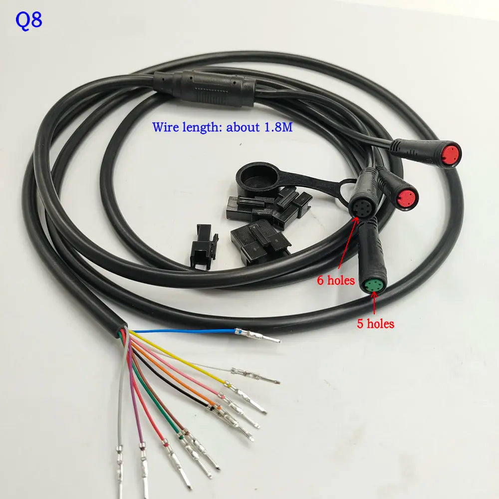 Electric Scooter Instrument Cable Main Line Round Head Adapter Wire Q8 Conversion Integrated Line Waterproof Plug