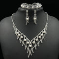 DAIHE Set-3388 Rhinestone Bridal Choker Crown Bracelet Teardrop Pendant Earrings Pearl Wedding for Women Jewelry