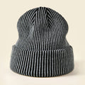 Custom logo Unisex Casual Striped Beanie Cuff Winter Warm Knitted Hat Two Tone Double Layered Cable Knit Acrylic Beanie