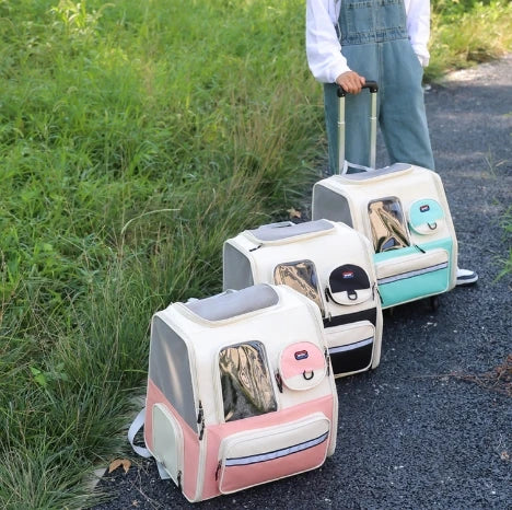 Factory Sale Pet Rolling Carrier Multi-Function New Design Dog Backpack with Wheels Good Quality Cat Breathable Pet Carriers