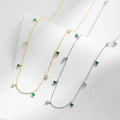 Fashion Jewelry 925 Sterling Silver Multiple Round Green Emerald White Zircon Water Drop Diamond Gold Plated Necklaces Women