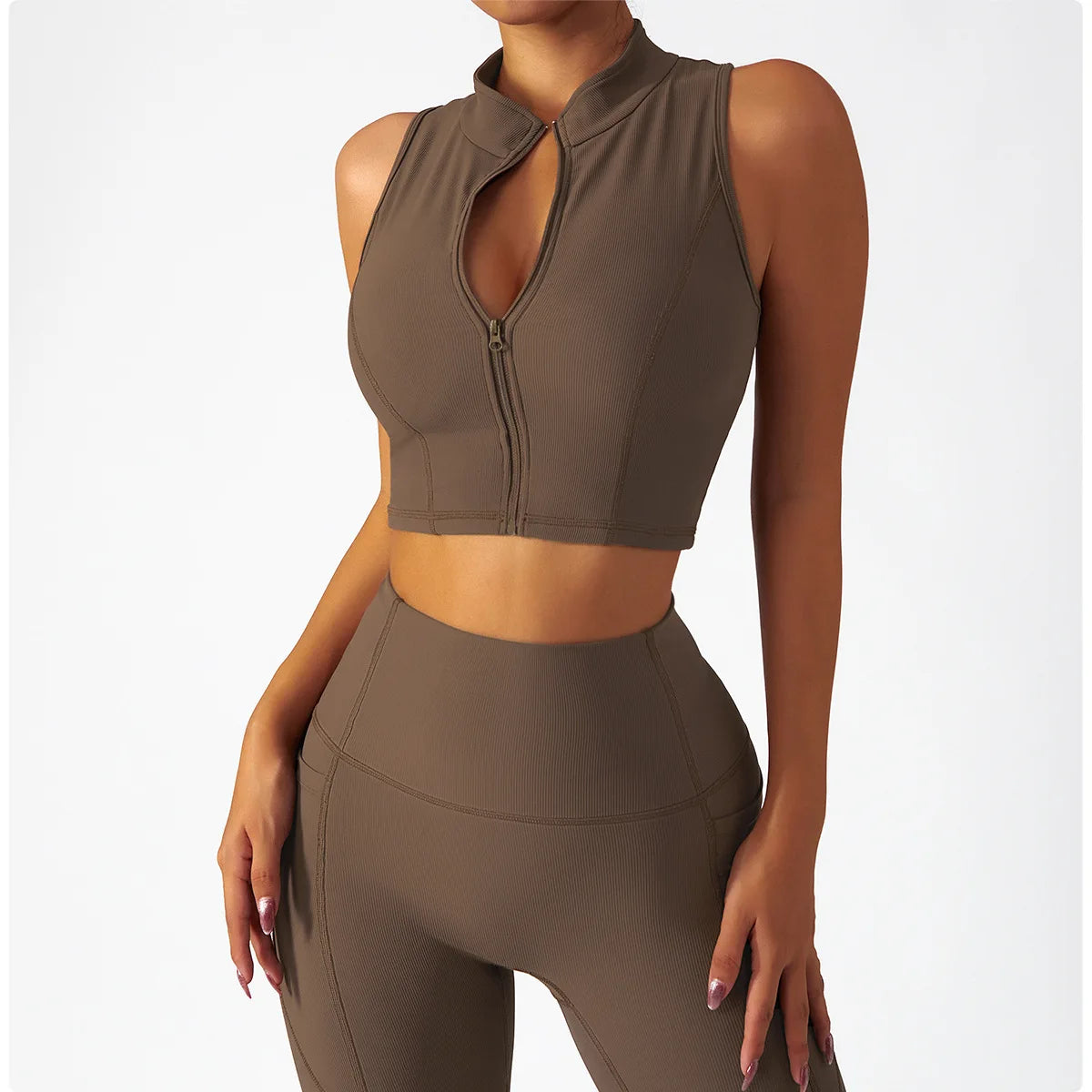 custom Breathable Zipper Long-sleeved Yoga Suit Suit Female Training Outer Wear Fitness Suit High Ntensity Tight Fitting Running Sport