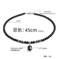 Hip Hop Men Jewelry Punk Handmade Beaded Chain Jewelry Black Gemstone Pendant Necklace