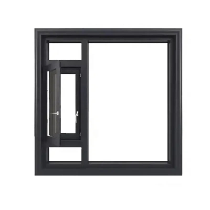 Customized Modern Design Double Glazed Casement Windows Hurricane Impact Aluminum Swing Open Style Villa House Sound Insulation
