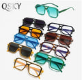 2024 Ready Stock New Outdoor Summer Beach Shades Two Colors Pc Frame Sun Glasses Double Bridge square Rivet Framw Sunglasses MegaBDM