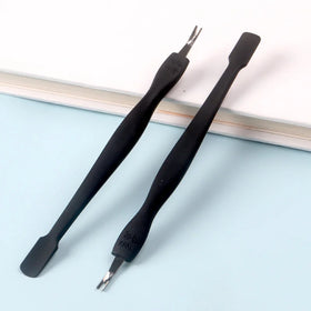 TSZS New Nail Art Cleaner Tool Black Stainless Steel Cuticle Pusher Dead Skin Fork Nail Cuticle Pusher With Plastic Handle