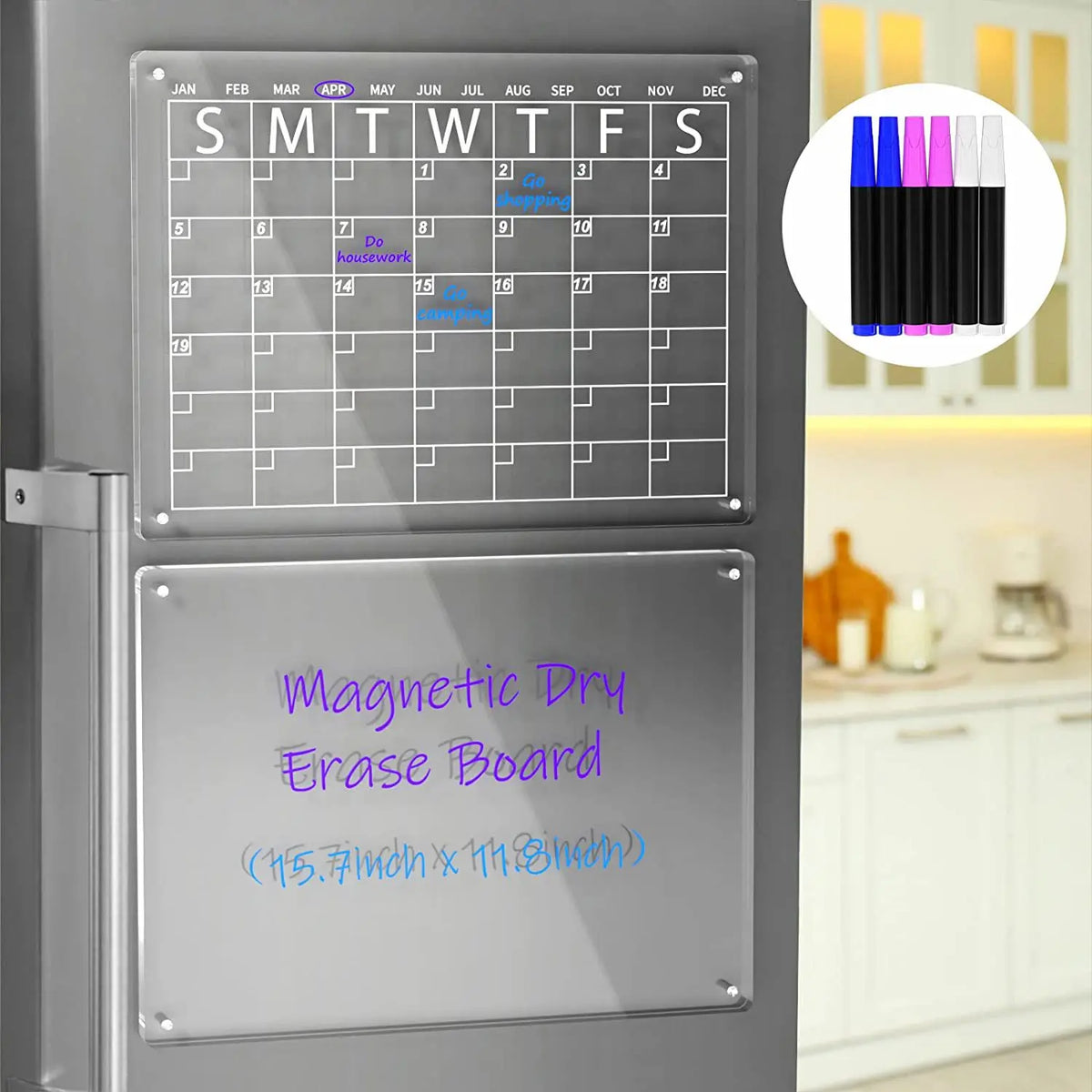 Magnetic Calendar Acrylic Reusable Dry Erase Acrylic Calendar Acrylic Planner for Fridge